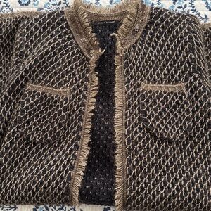 Gold and Black Open Knit Cardigan by Luisa Cerano